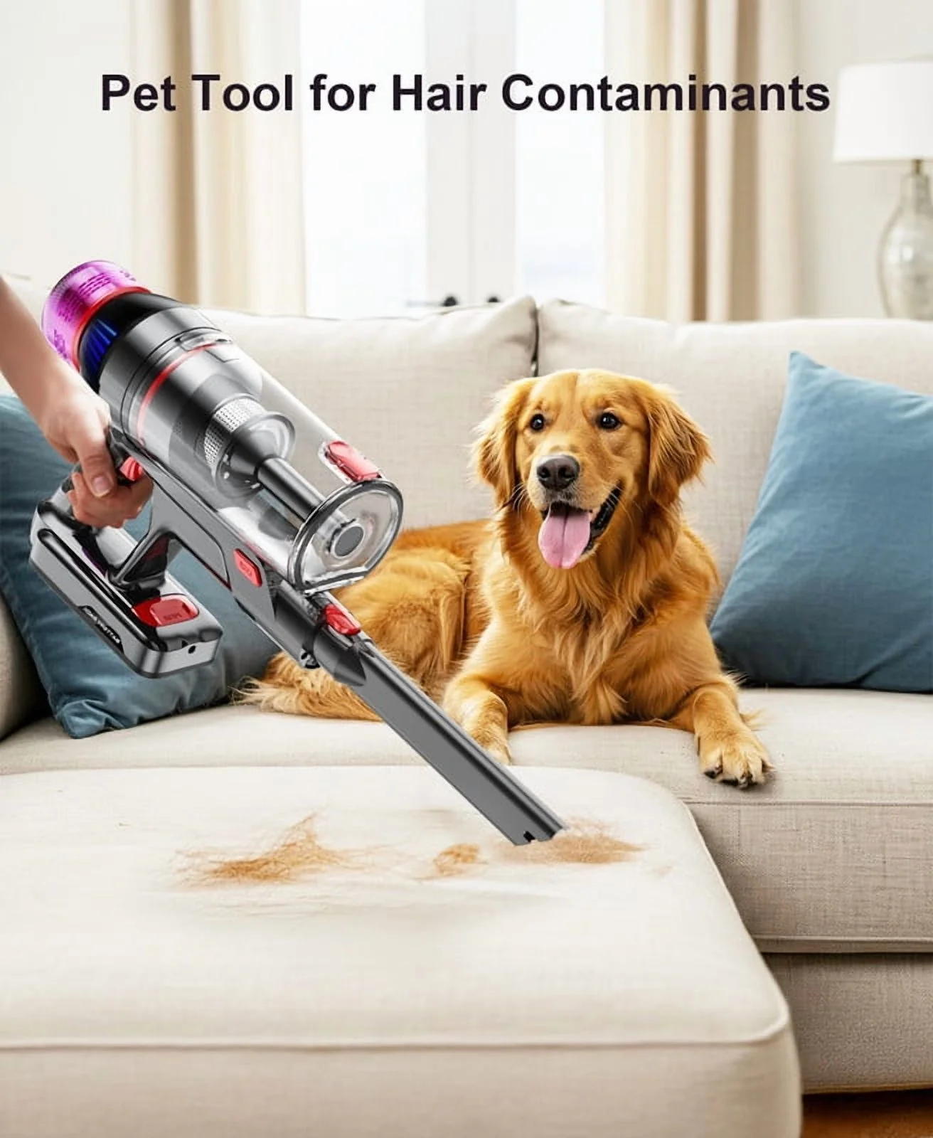 Hosaud Cordless Vacuum Cleaner - 45000pa 550W 55mins 2600mAh Lightweight Stick Vacuum Cleaners for Home Pet Hair Carpet Floor Purple - Image 4