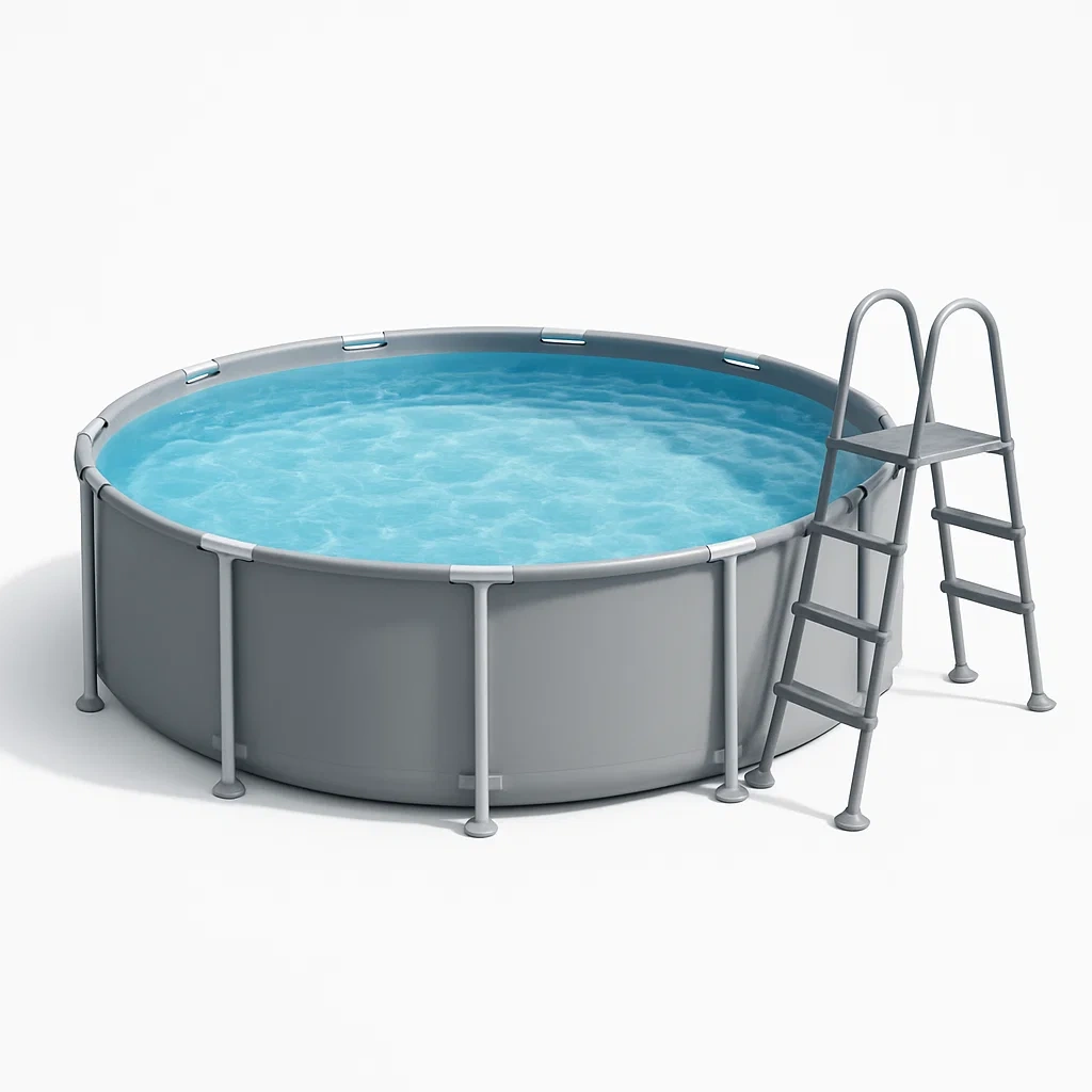 Piscina tubular redonda desmontable acero 358x98 cm color gris con filtro y escalera kCrugUj274ea