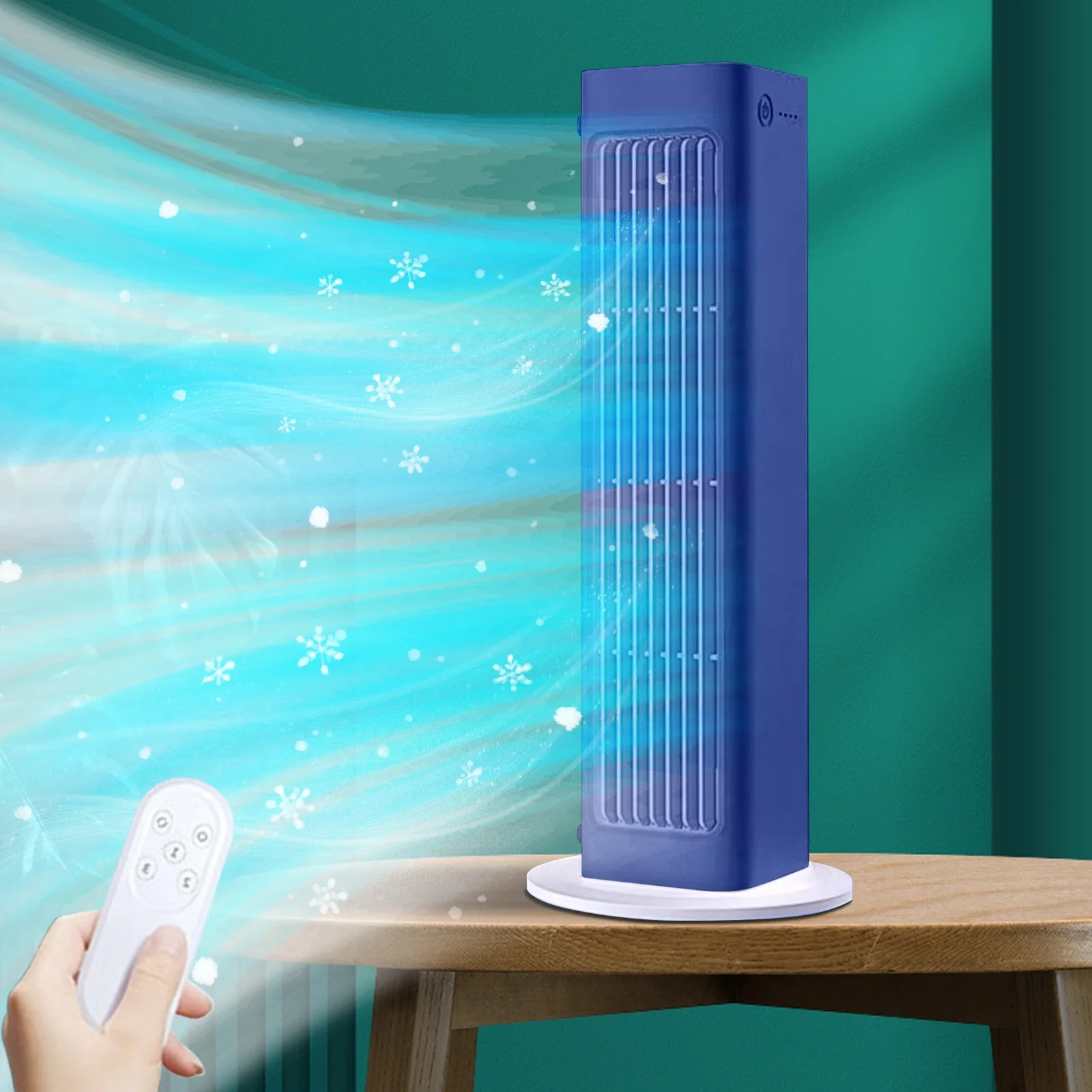 Portable Air Conditioners Wall Mounted Table Top Fan With Remote Control Bladeless Fan Mini Air Conditioner with 3 Speeds Adjustable Wind Direction Suitable for Offices Bedrooms Camping Blue - Image 8