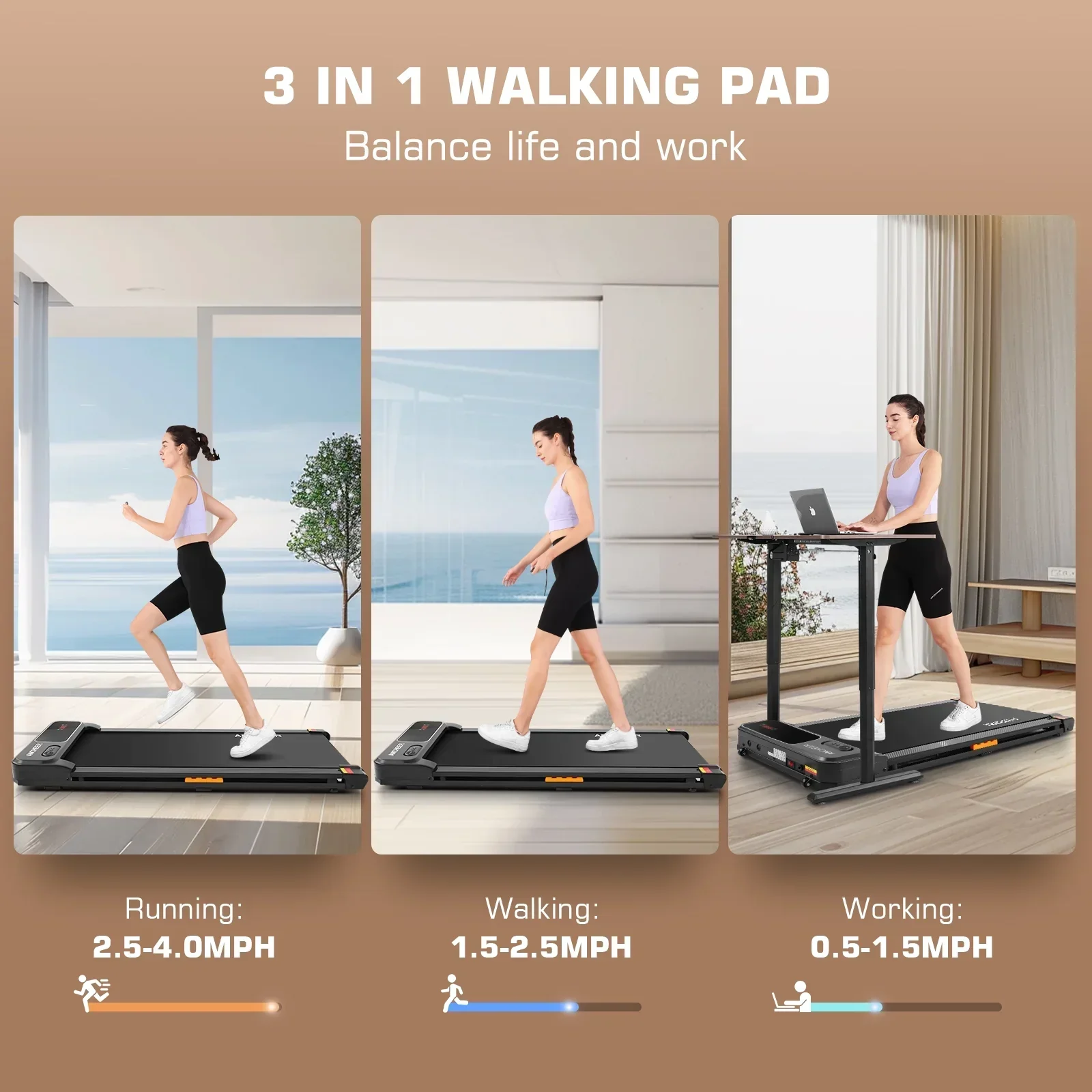 ANCHEER Under Desk Walking Pad Treadmill, 0.6-3.8 MPH, 240 lbs Capacity, 2.5 HP - Image 8 ANCHEER Under Desk Walking Pad Treadmill, 0.6-3.8 MPH, 240 lbs Capacity, 2.5 HP - Image 8