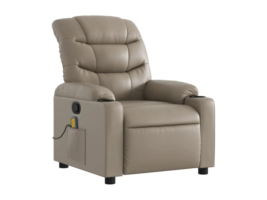 Sillón de masaje reclinable cuero sintético color capuchino