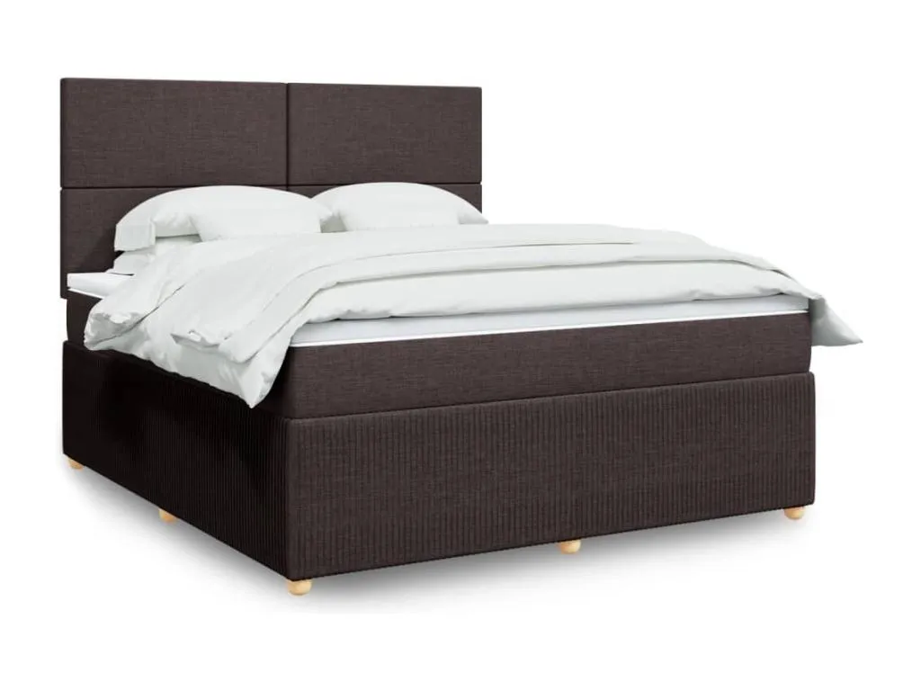 Cama box spring con colchón tela marrón oscuro 180x200 cm izk3519993
