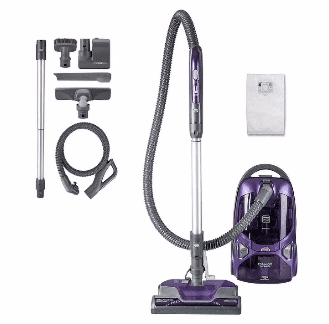 Kenmore Pet Friendly Lightweight Bagged Canister Vacuum Cleaner with Extended Telescoping Wand, HEPA, 2 Motors, Retractable Cord, and 4 Cleaning Tools, Blue