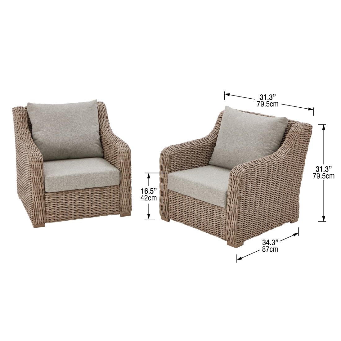 Better Homes & Gardens Bellamy 2-Pack Outdoor Wicker Club Lounge Patio Chairs, Dark Brown - Image 8