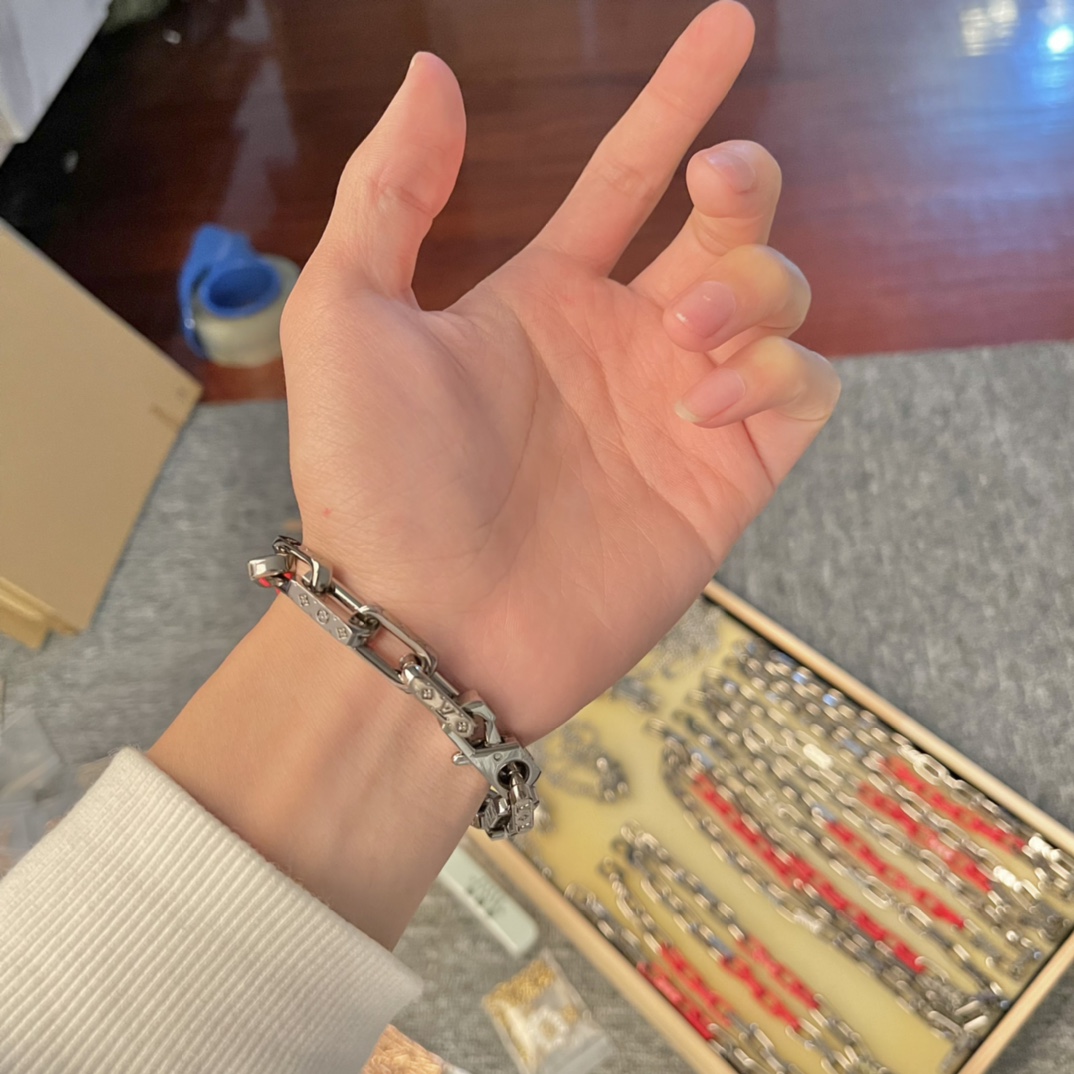 Louis Vuitton Orange Silver Monogram Bracelet - Original Replica Club