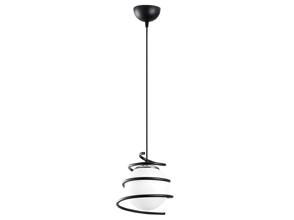 Lámpara de techo Galene moderno con esfera rodeada de una espiral negra xE27 ø20cm