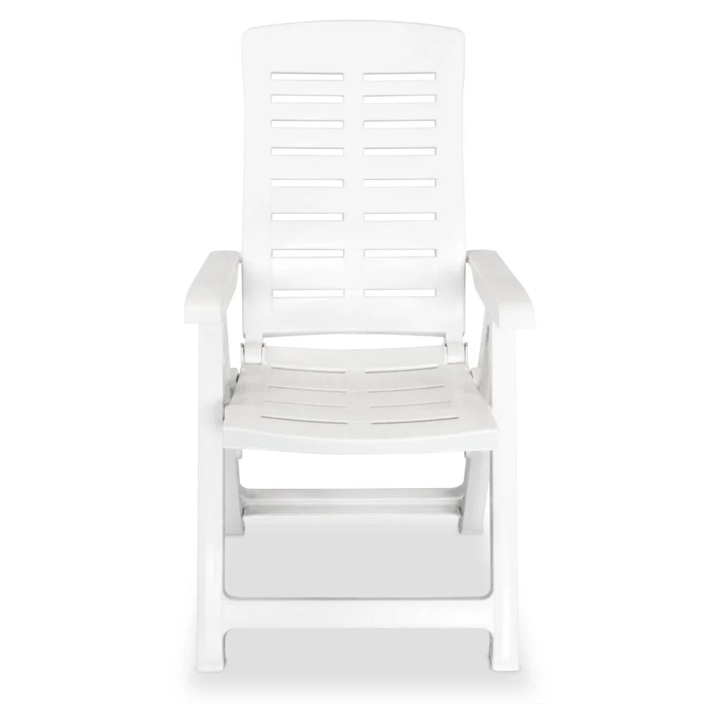vidaXL Reclining Patio Chairs Outdoor Stack Dining Chair with Armrest Plastic - Image 50