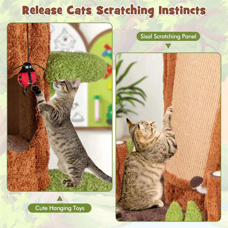 Eletriclife 90.5" Tall Multifunctional Cat Tree Tower with 5 Private Condos for Indoor Cats