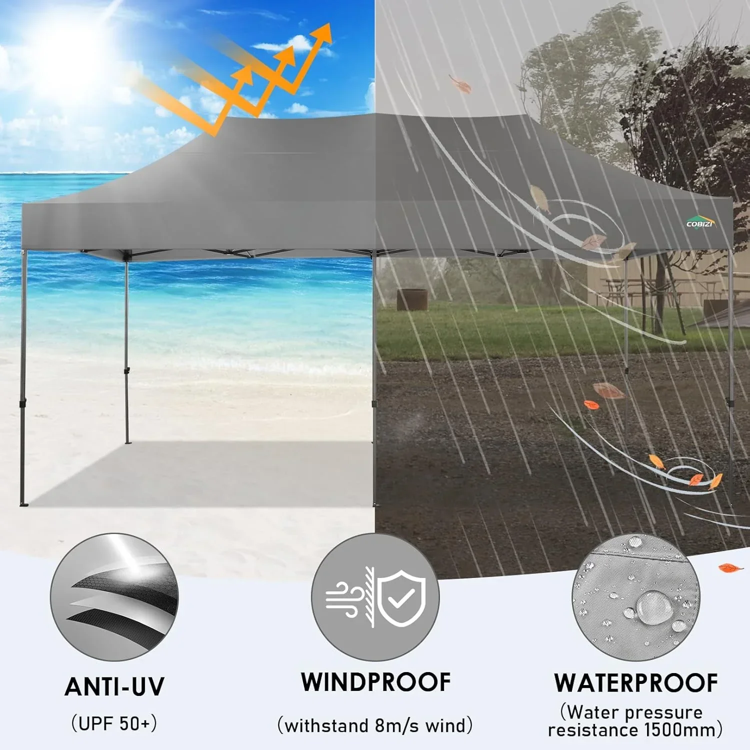 COBIZI 10x20 Heavy Duty Pop up Canopy Tent 6 sidewalls Commercial Canopy Wedding Party Tents