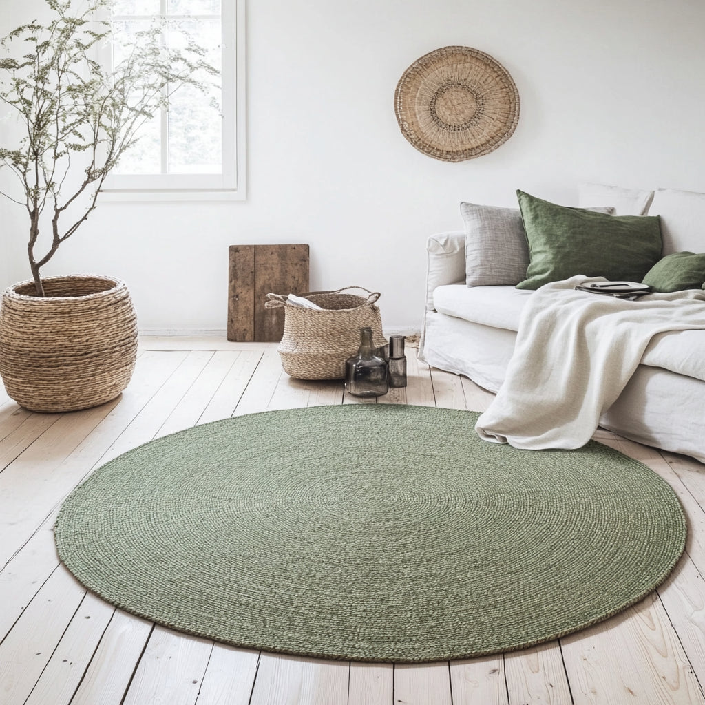 Mrcarpet Rond jute vloerkleed groen 200cm