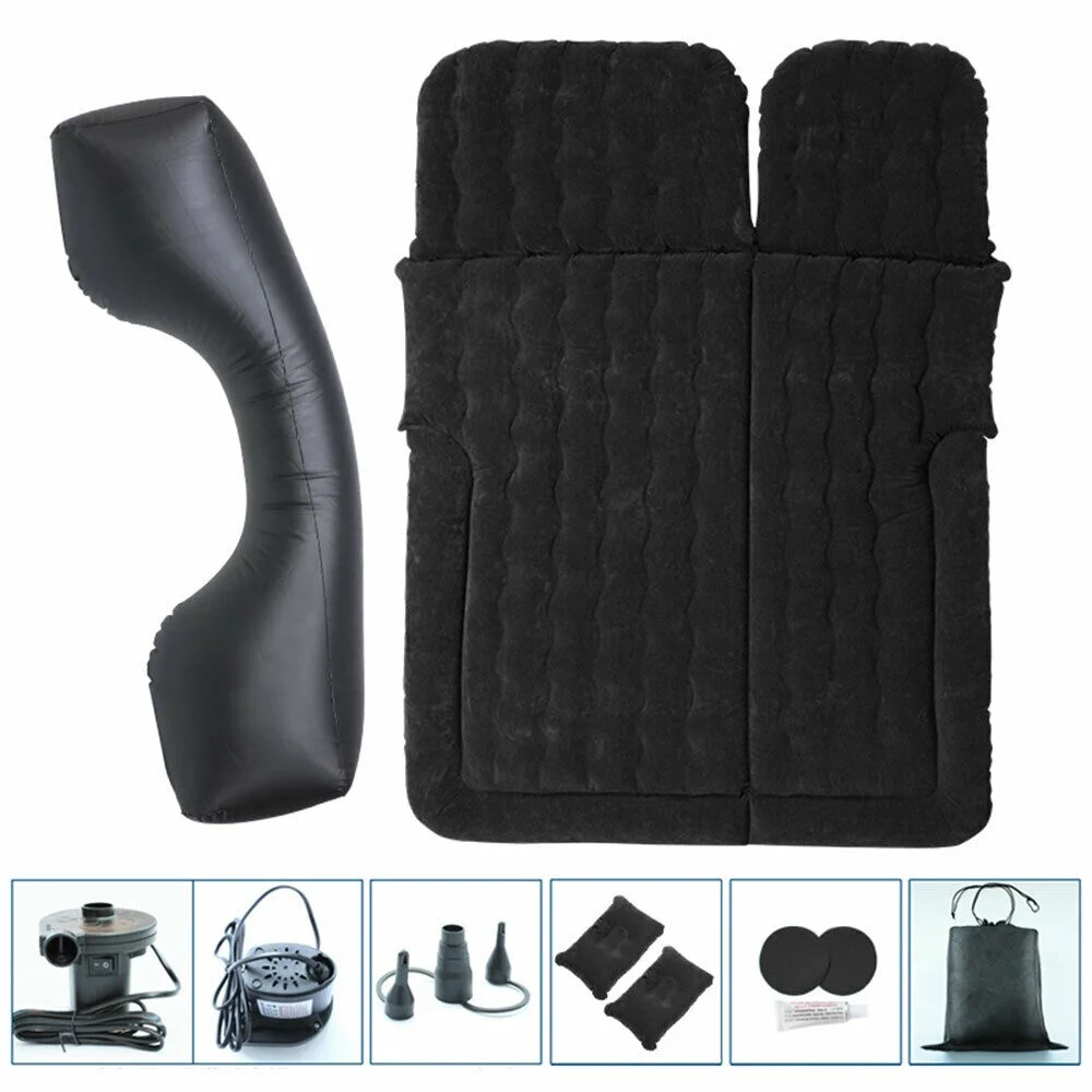 Auto Car Air Mattress Travel Bed PVC Flocking Inflatable Camping Bed with 2 Pillows - Image 4
