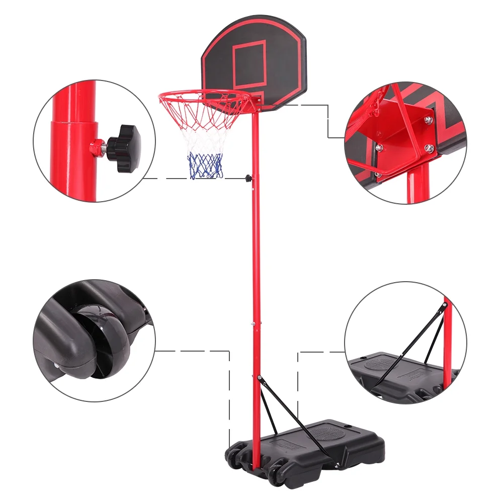 Ktaxon 5.2' to 6.9' Adjustable Basketball Hoop Stand with Wheels, Backboard, Rim Net,Portable for Teenager Indoor/Outdoor Fitness Exercise - Image 6