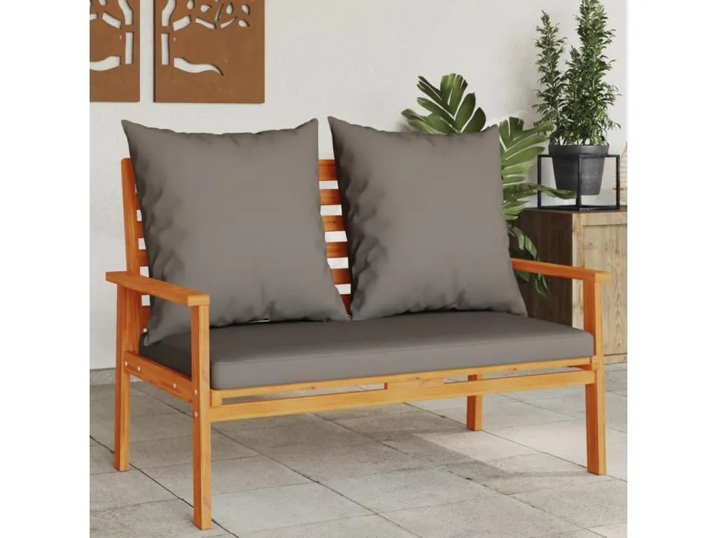 Boverdeco Banco sofá de jardín con cojines Boverdeco maciza de Boverdeco 120 cm Gris