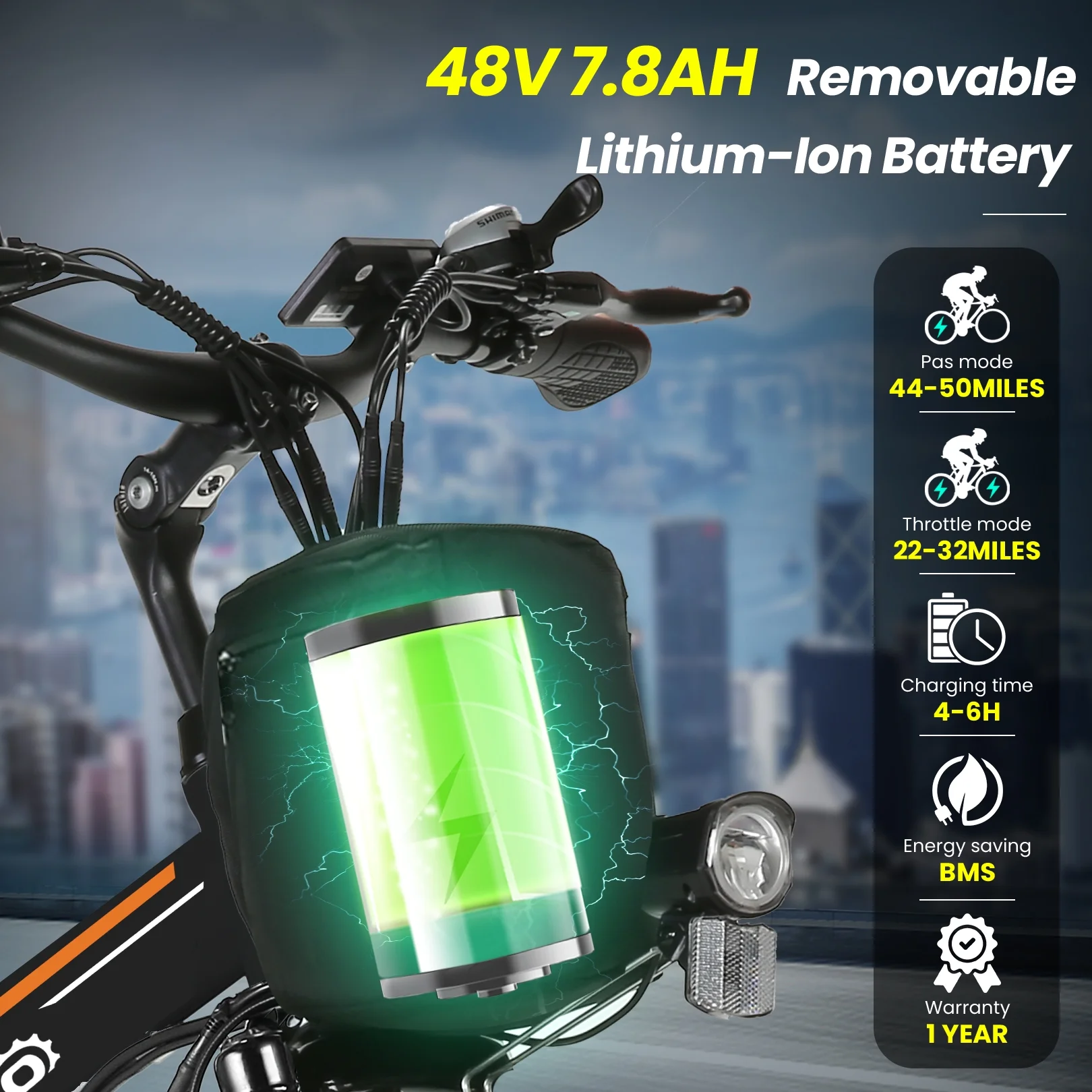 Gocio 26" Folding Electric Bike for Adults, 500W Electric Mountain Bike, Dual shock absorbers, 48V 7.8Ah Battery, Shimano 21 Speed, UL2849 - Image 15