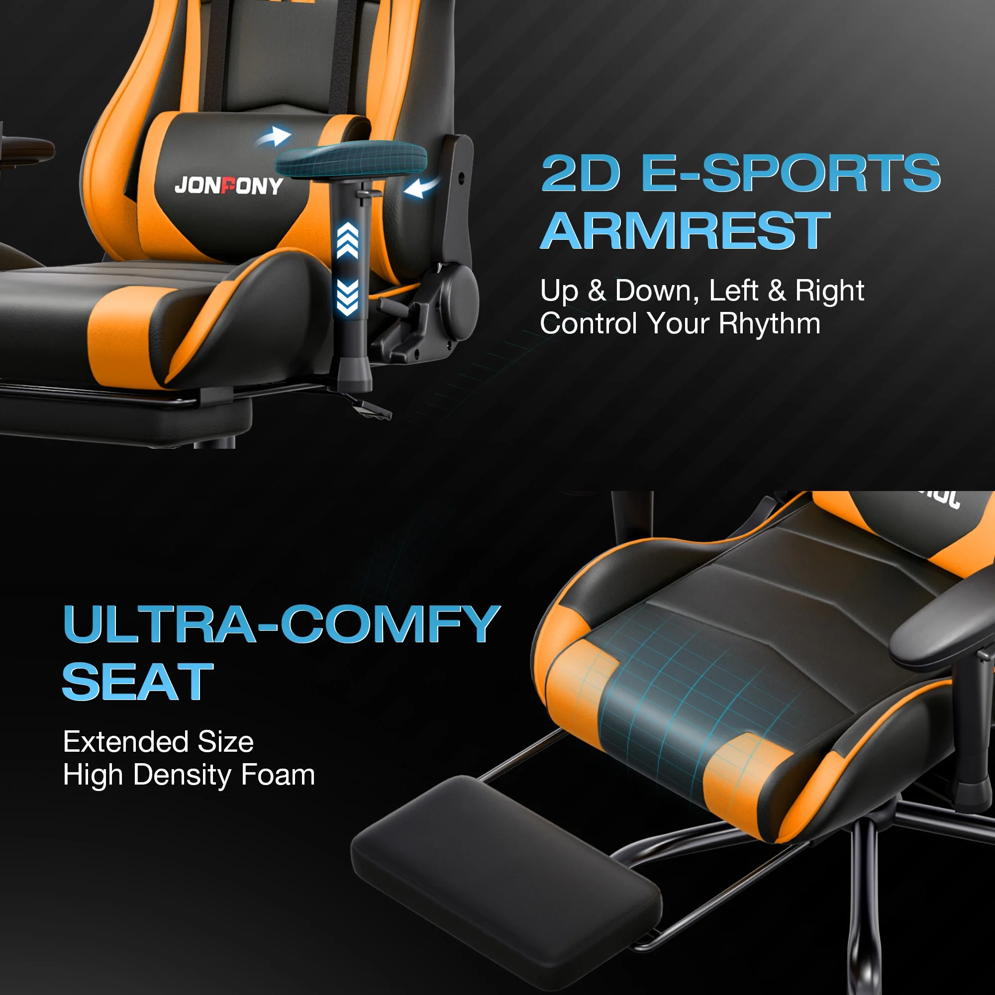 JONPONY Big and Tall 500LBS Gaming Chair, Ergonomic Design, Gamer Chair PU Leather with Footrest and Lumbar Support, High Back Office Chair Support 8 Hours Long Sitting,Red Computer Chair,Red - Image 37