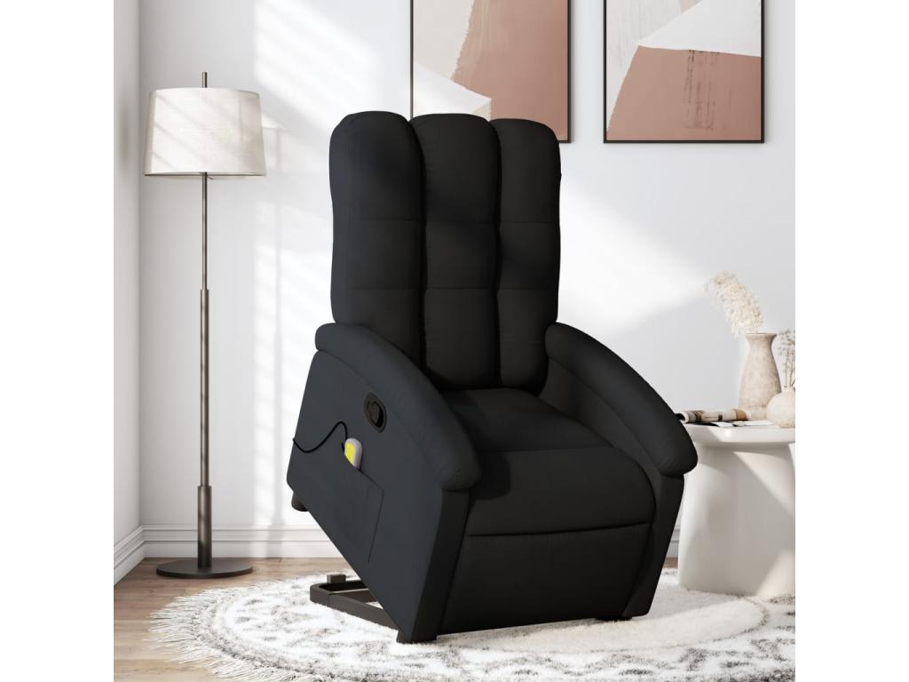 Sillón reclinable de masaje elevable tela negro