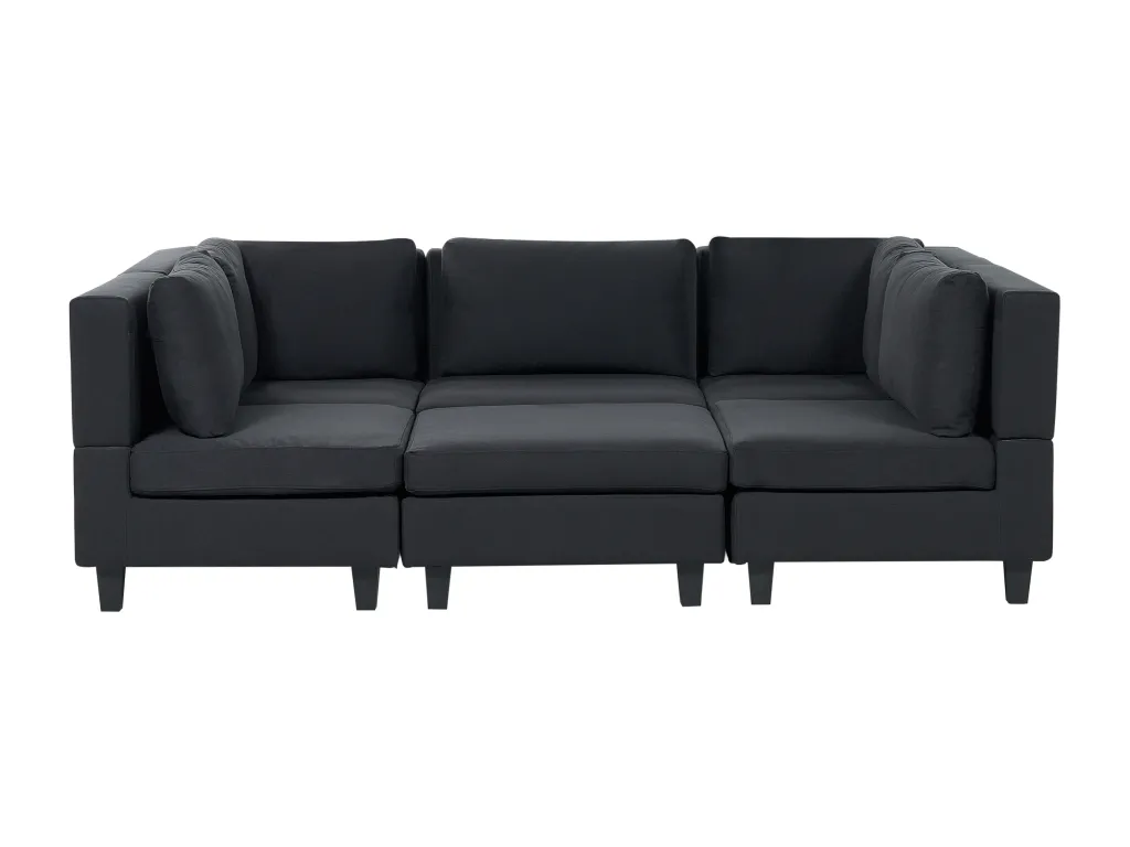 Sofá modular 5 plazas de tela negro con otomana Andreuworldcasa