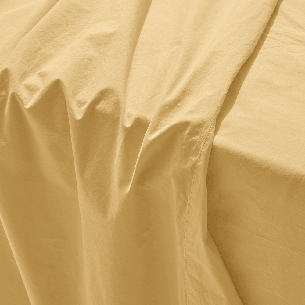 Drap plat en percale de coton - Jaune Orge