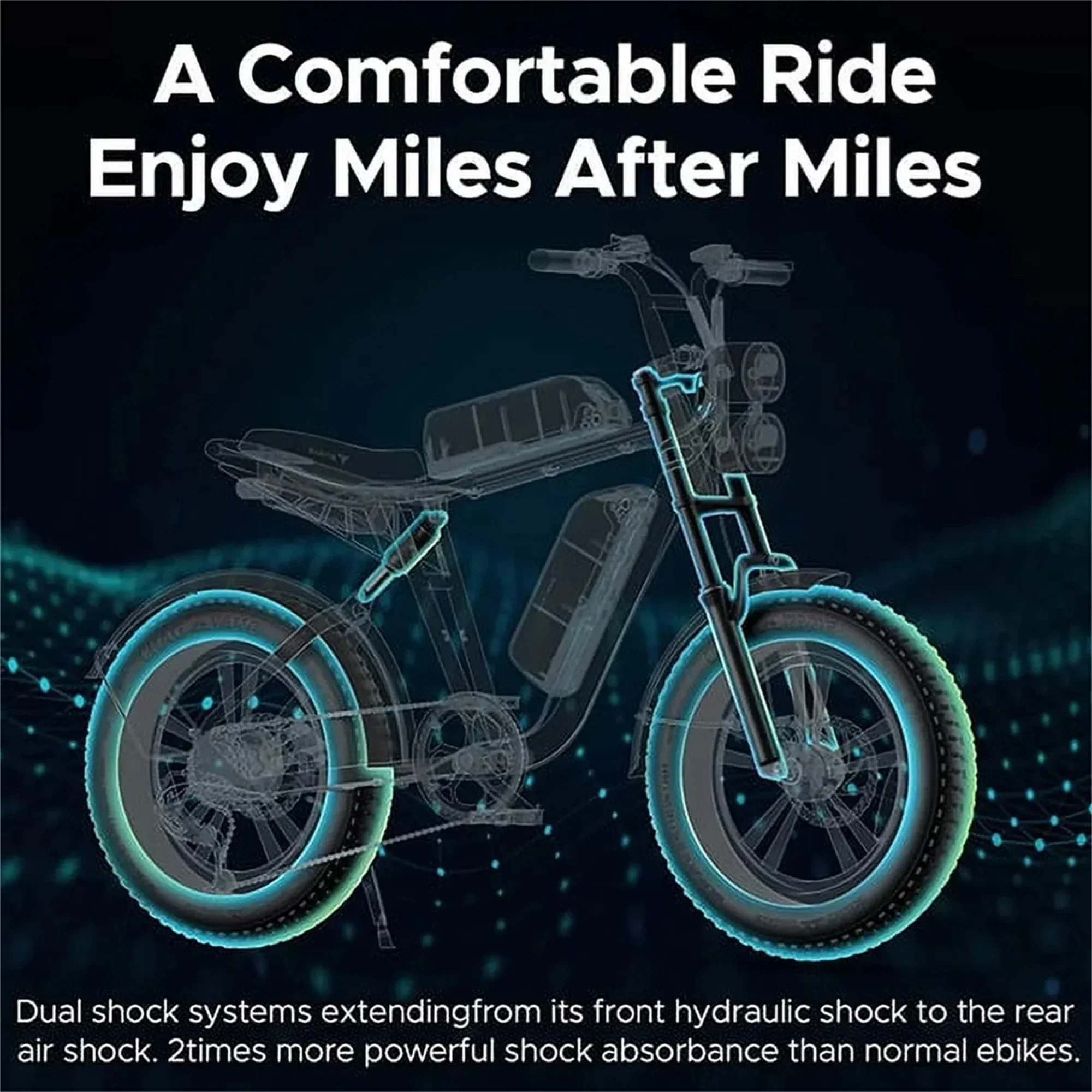 AKEZ Adult Electric Bike 1000W 28 mph 48V 13A 20*4.0in Fat Tire Full Suspension 7-Speed - M20 - Image 6 AKEZ Adult Electric Bike 1000W 28 mph 48V 13A 20*4.0in Fat Tire Full Suspension 7-Speed - M20 - Image 6