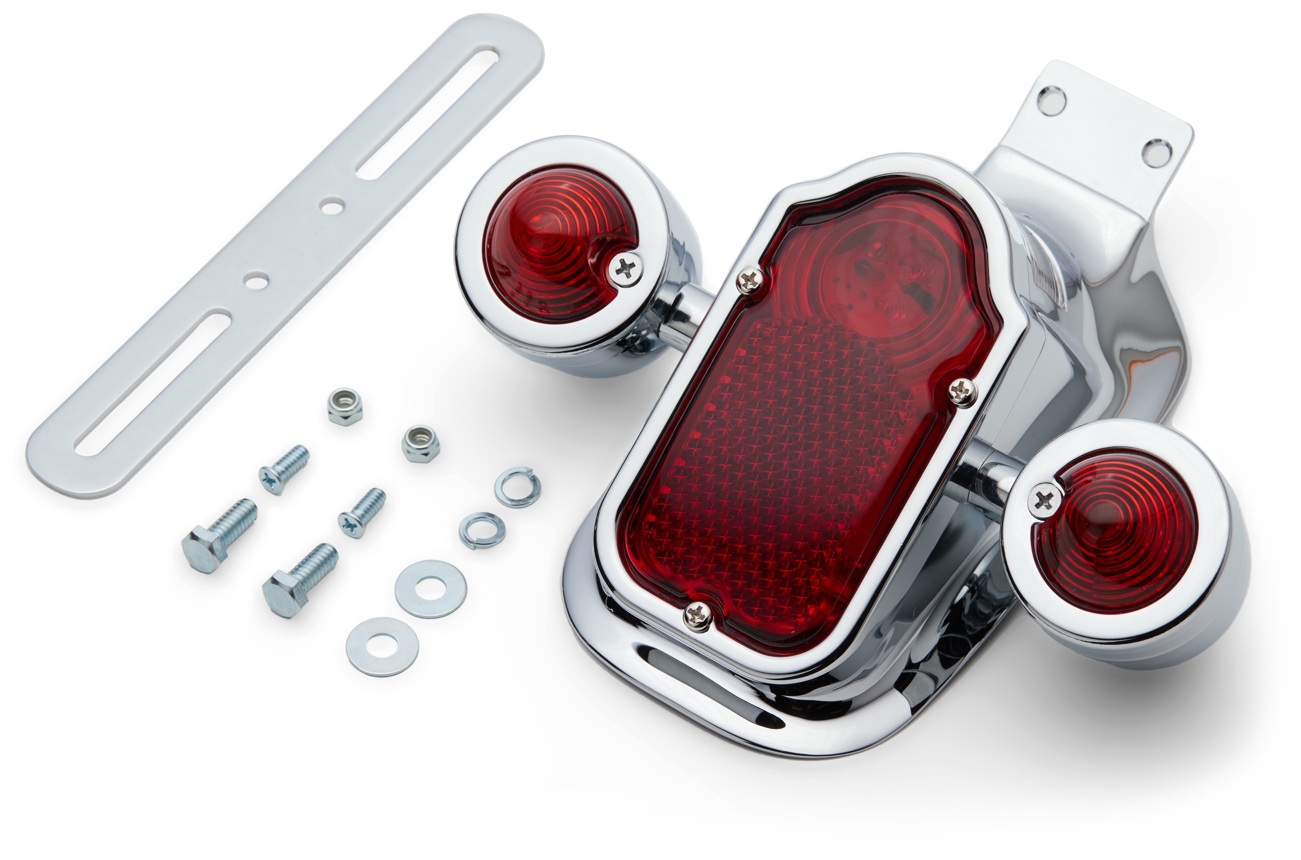 SportsBikeShop Milwaukee Twins LED Tombstone Taillight with Red Turn Signals