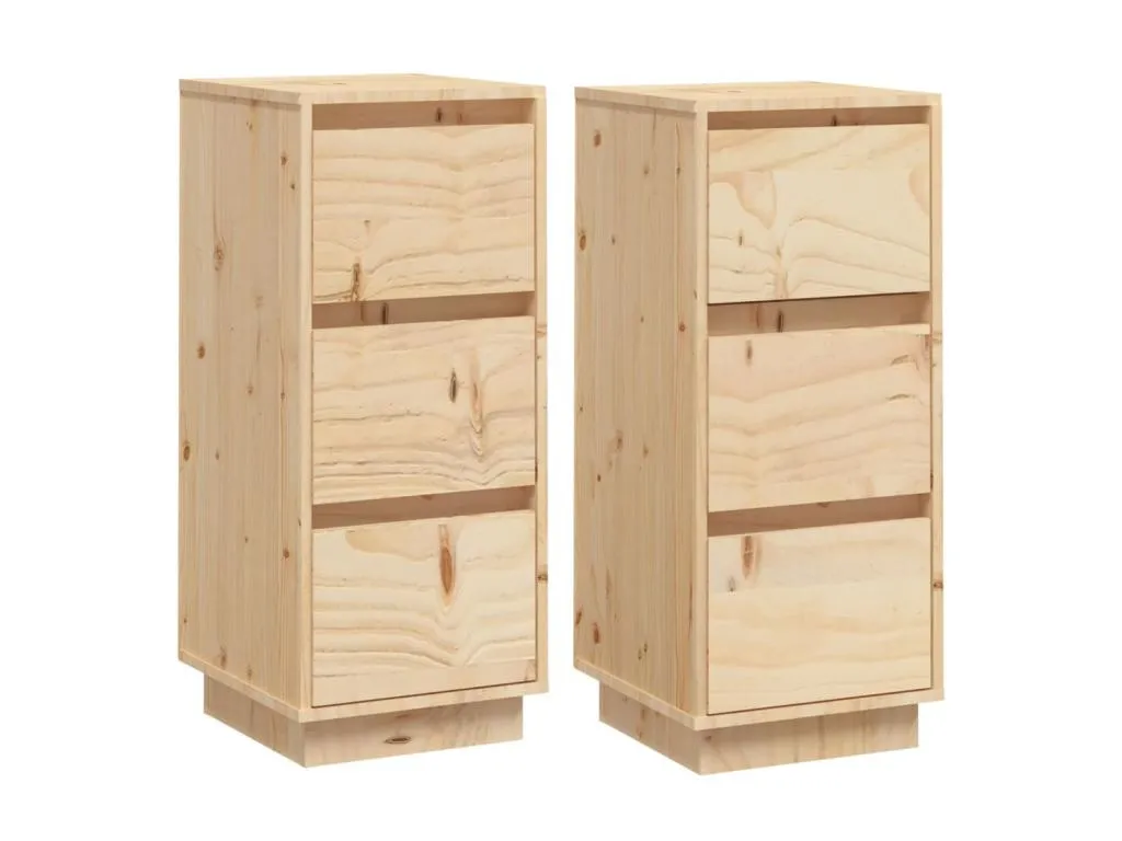 Set de 2 aparadores de pino macizo marrón 32x34x75 cm afs2402475