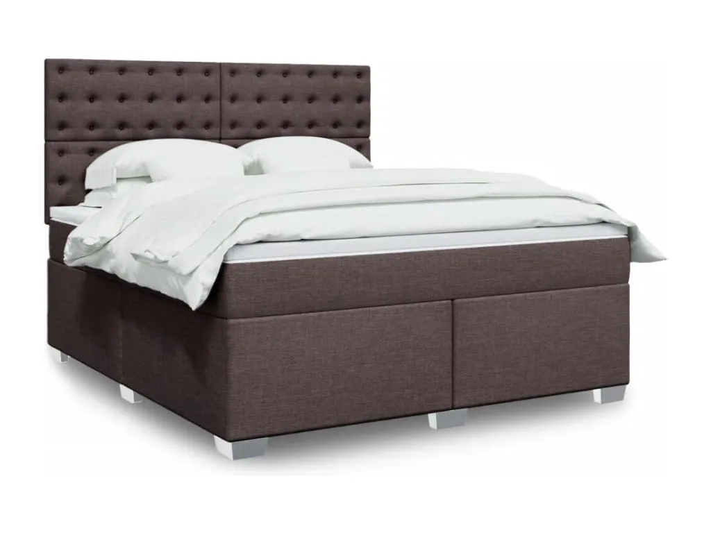 Cama box spring con colchón tela marrón oscuro 180x200 cm gzd3521592