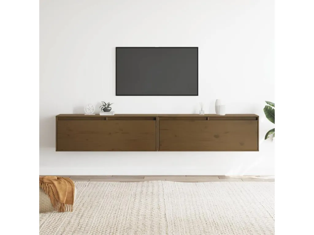 Armario de pared 2 uds Hogarve marrón miel 100x30x35 cm 36702fyct