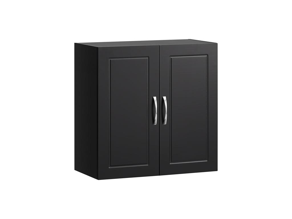 Mueble de Pared Armario suspendido con 2 Puertas Armario Colgante para Baño con Balda Ajustable Negro 60 x 30 x 60 cm FRG231-Cozetiq