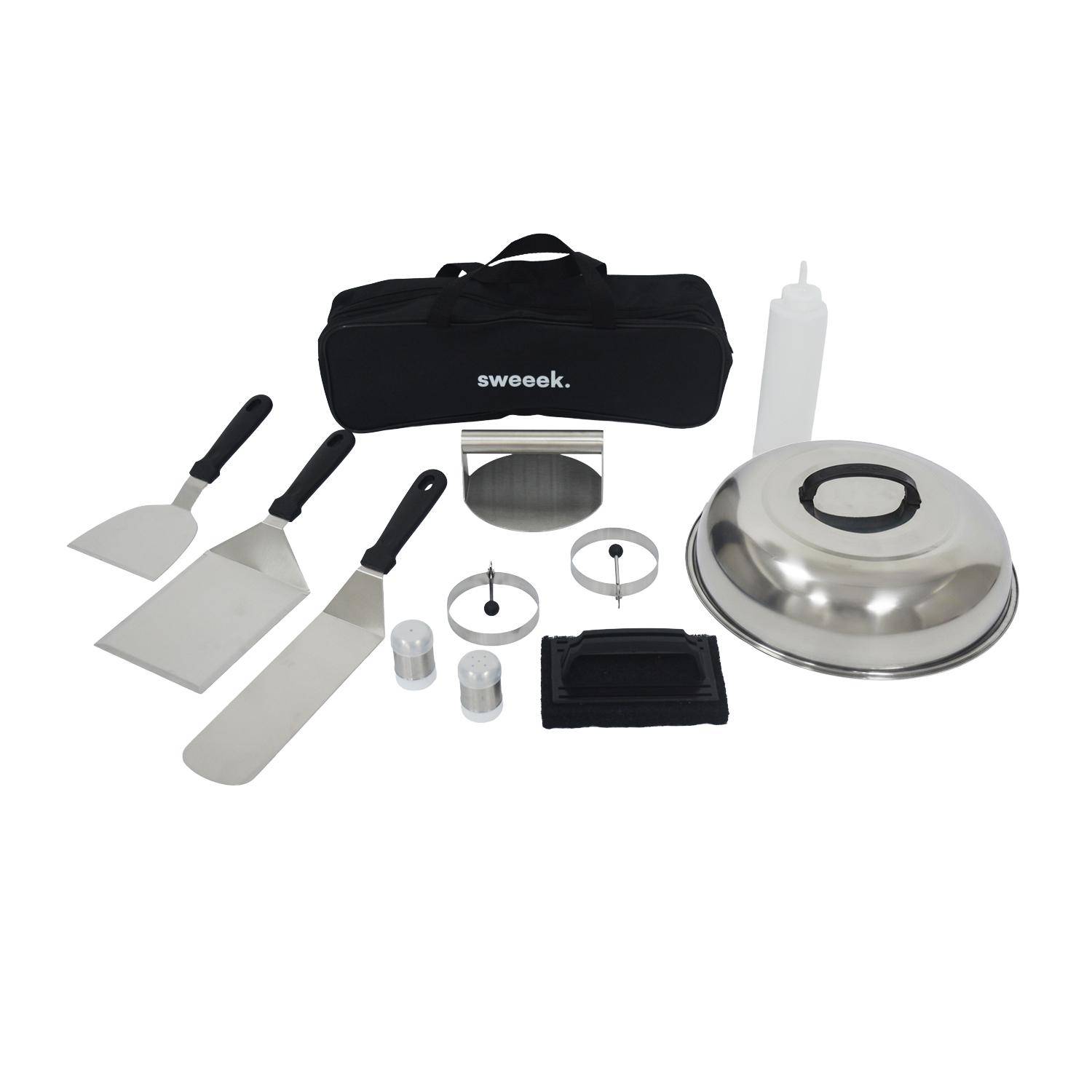 Pack de accesorios - Utensilios para barbacoa, plancha y brasero, 11 piezas