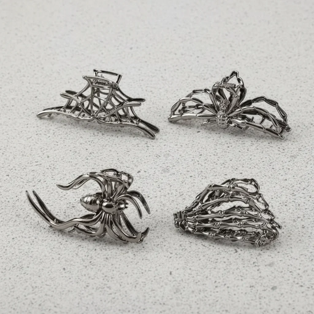 4-Piece Halloween Spider and Bat Hair Clip Set - Image 3 4-Piece Halloween Spider and Bat Hair Clip Set - Image 3