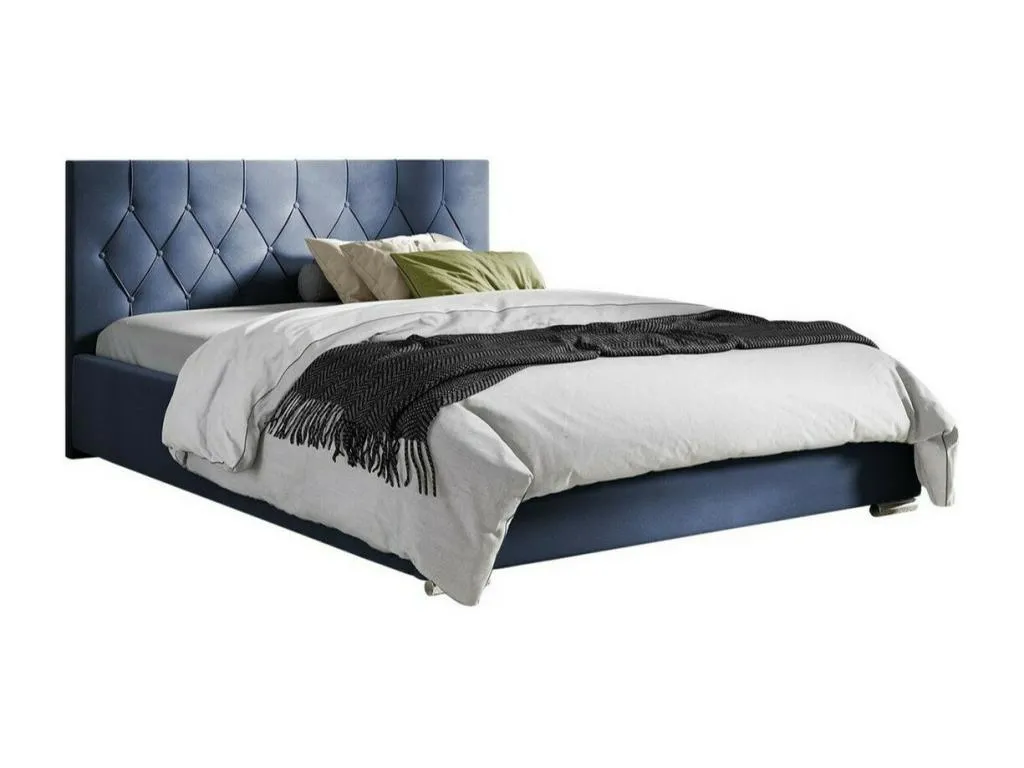 Cama Cosinor 160, doble, azul, 160x200, tapiz, somieres, 178x222x92cm xca1701813