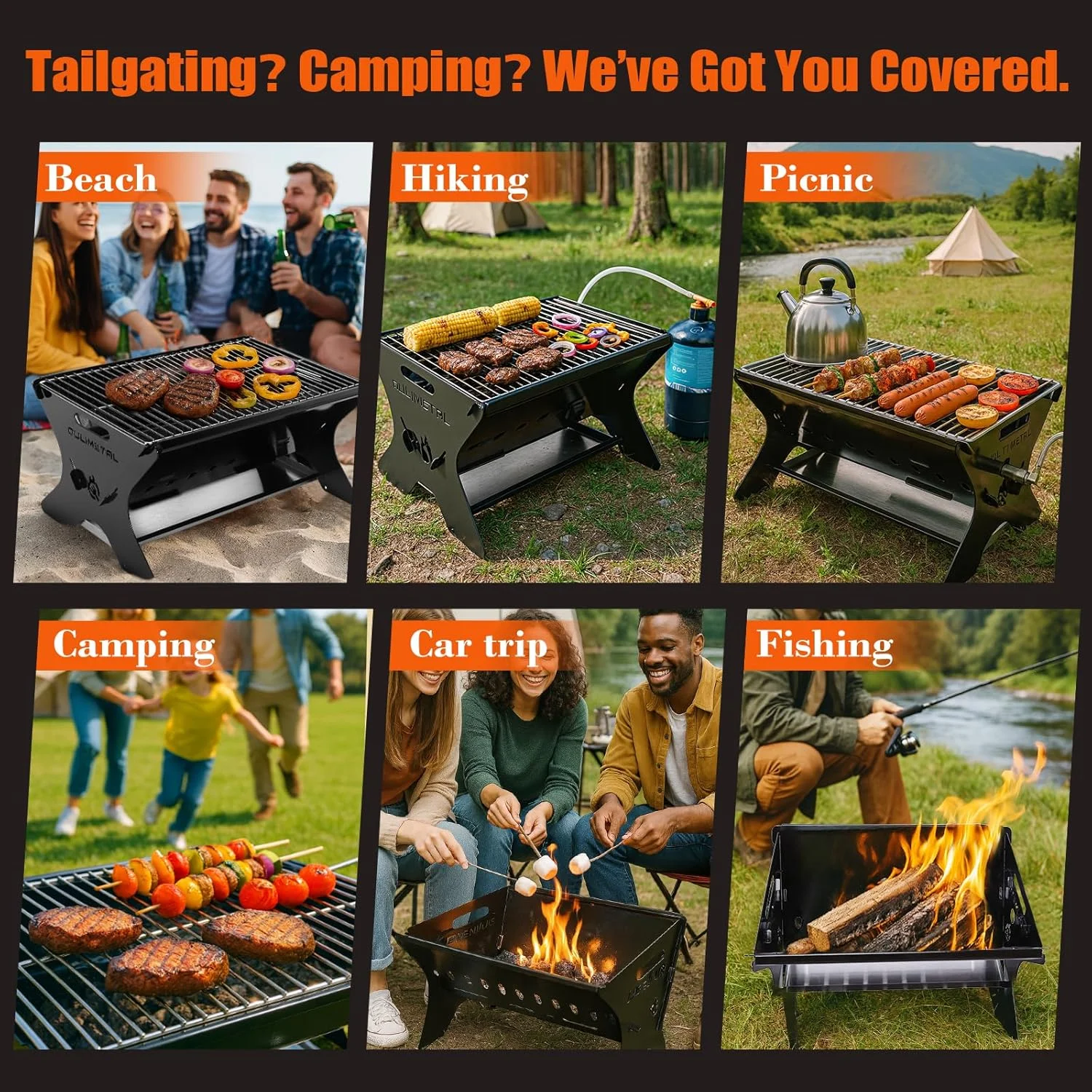 Portable Gas/Charcoal Grill -C Foldable BBQ & Fire Pit for Outdoor Cooking, Camping, Tailgating, & Backyard - Image 7