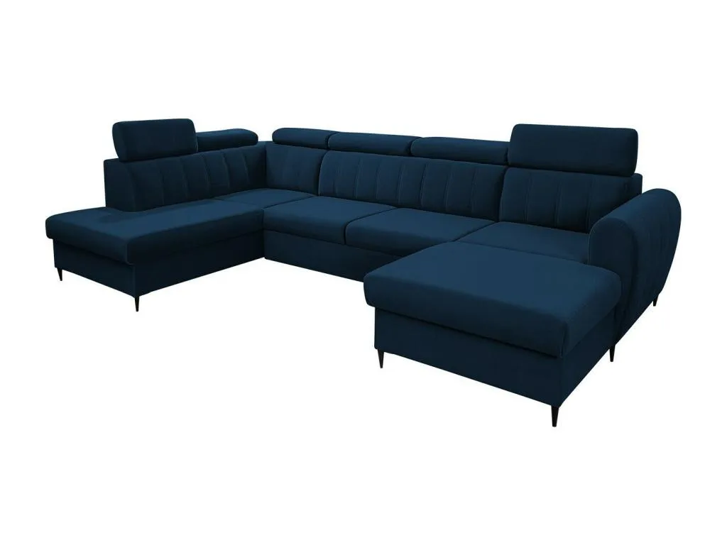 Sofá rinconero Decopractico 128 Azul Función de descanso Caja de ropa de cama 355x200x90cm 11579TPED