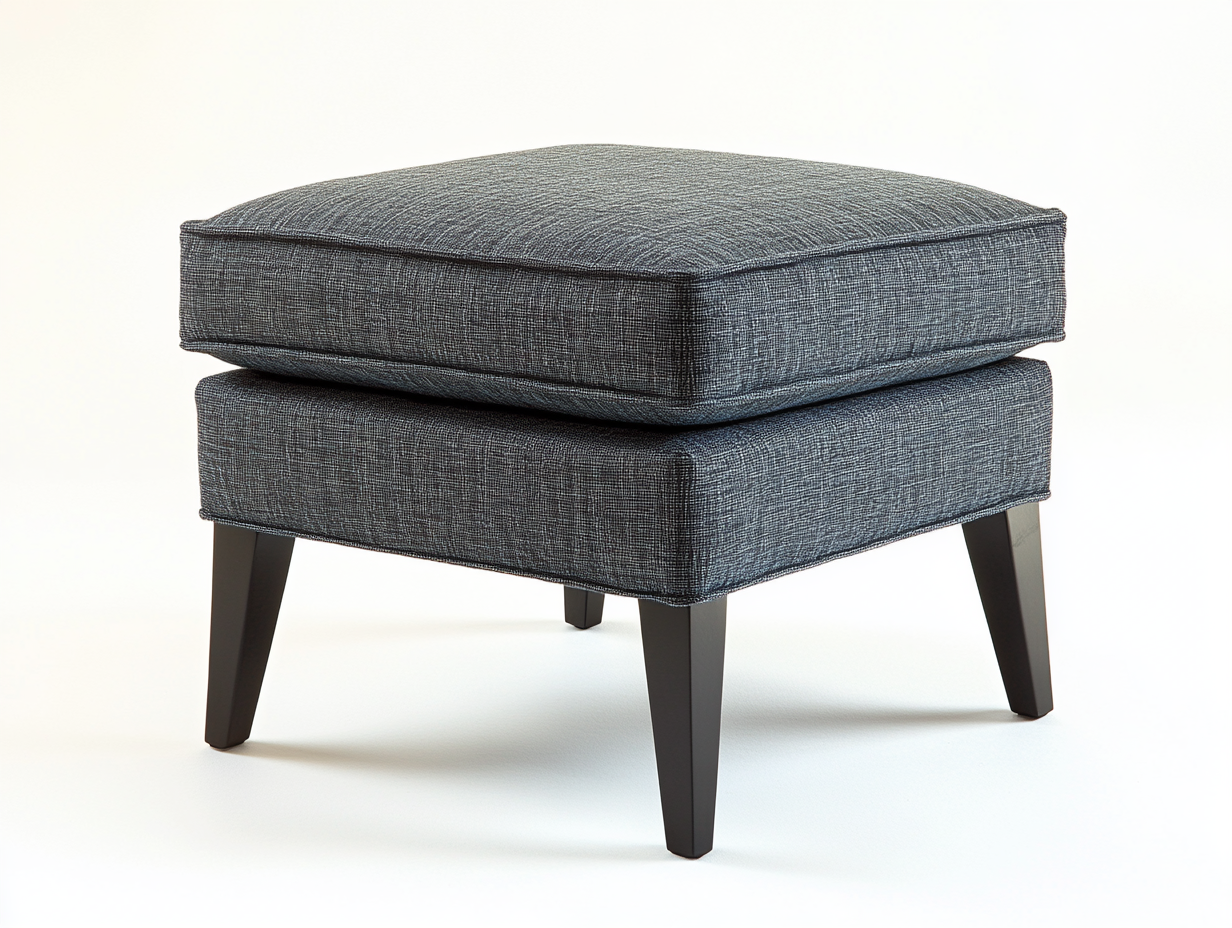 Reposapiés acolchado para salón de estilo moderno con patas de madera