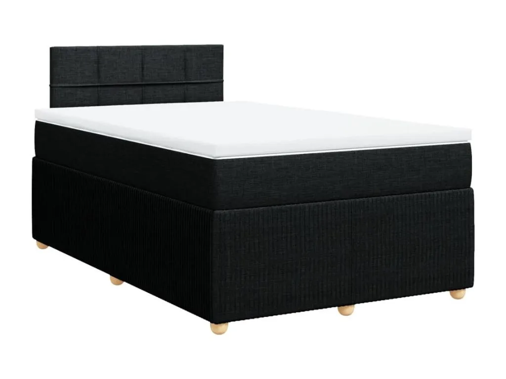 Cama box spring con colchón tela negro 120x200 cm har3521673