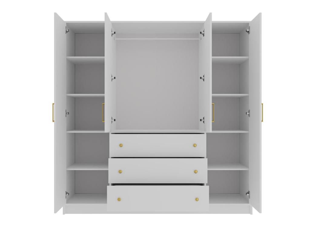 Armario 4 puertas y 3 cajones - ancho 196 cm - blanco