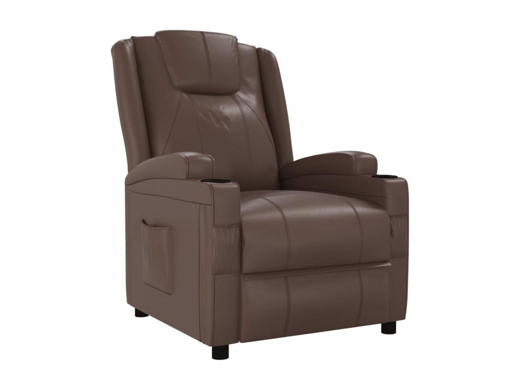 Sillón reclinable de cuero sintético marrón