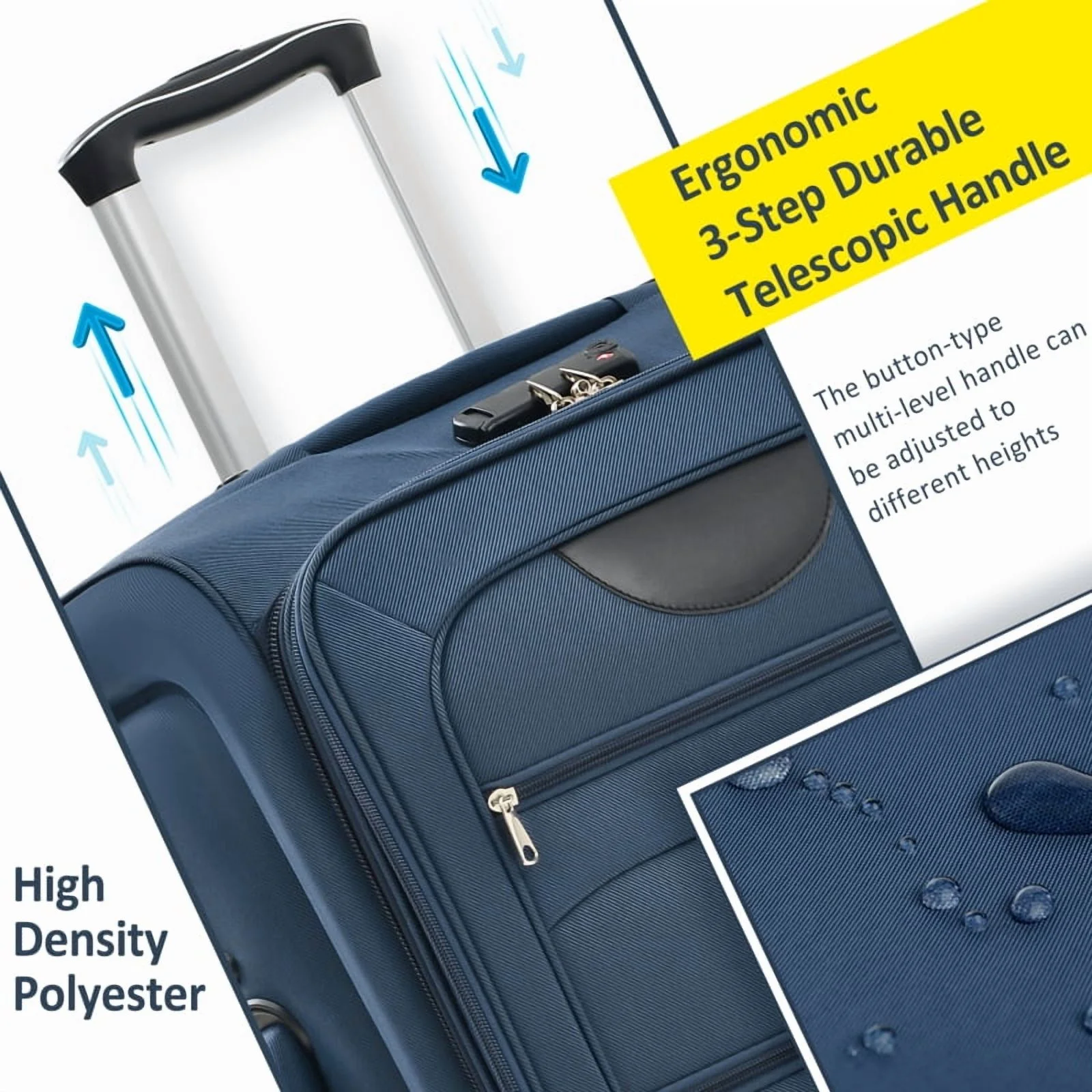 Softside Luggage Expandable 3 Piece Set Suitcase Upright Spinner Softshell Lightweight Luggage Travel Set - Image 30