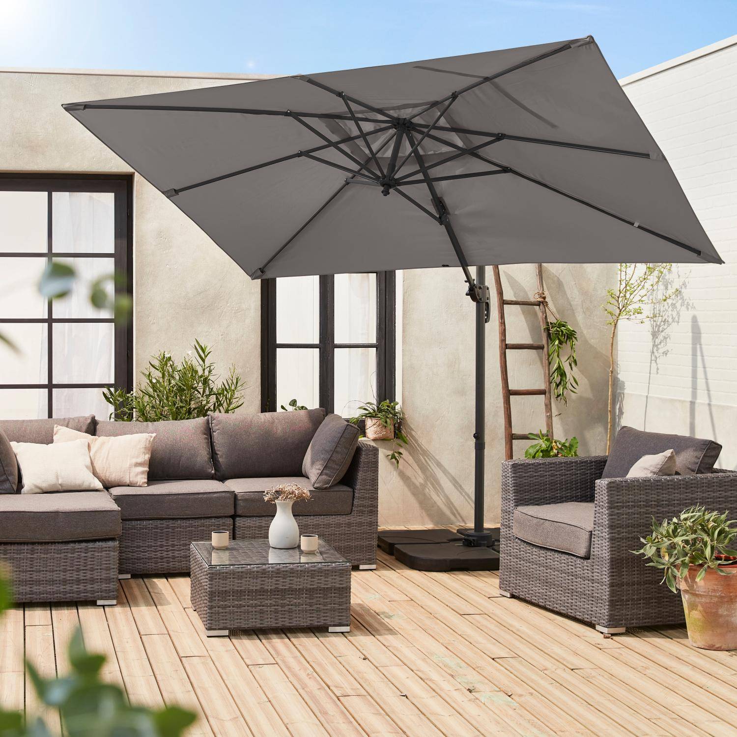 Antibes - Parasol rectangular excéntrico, 3x2m