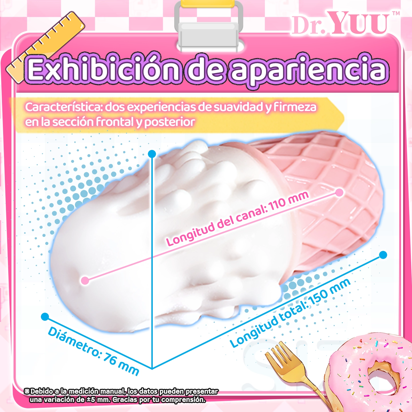 Dr.YUU Masturbador Masculino de Helado con Doble Material y Succión - Recomendado,Ideal Principiantes,Succión,Diseño Discreto