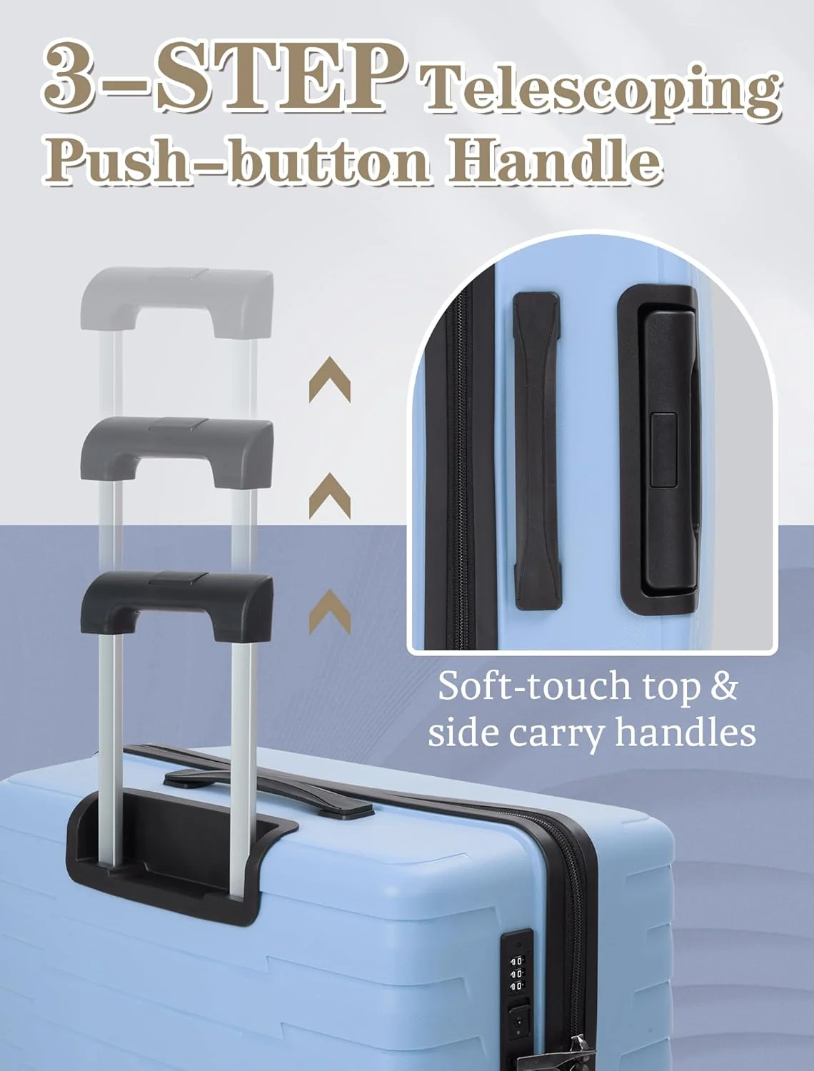 5-piece luggage set with wheels, ABS hardshell suitcase with spinner wheels