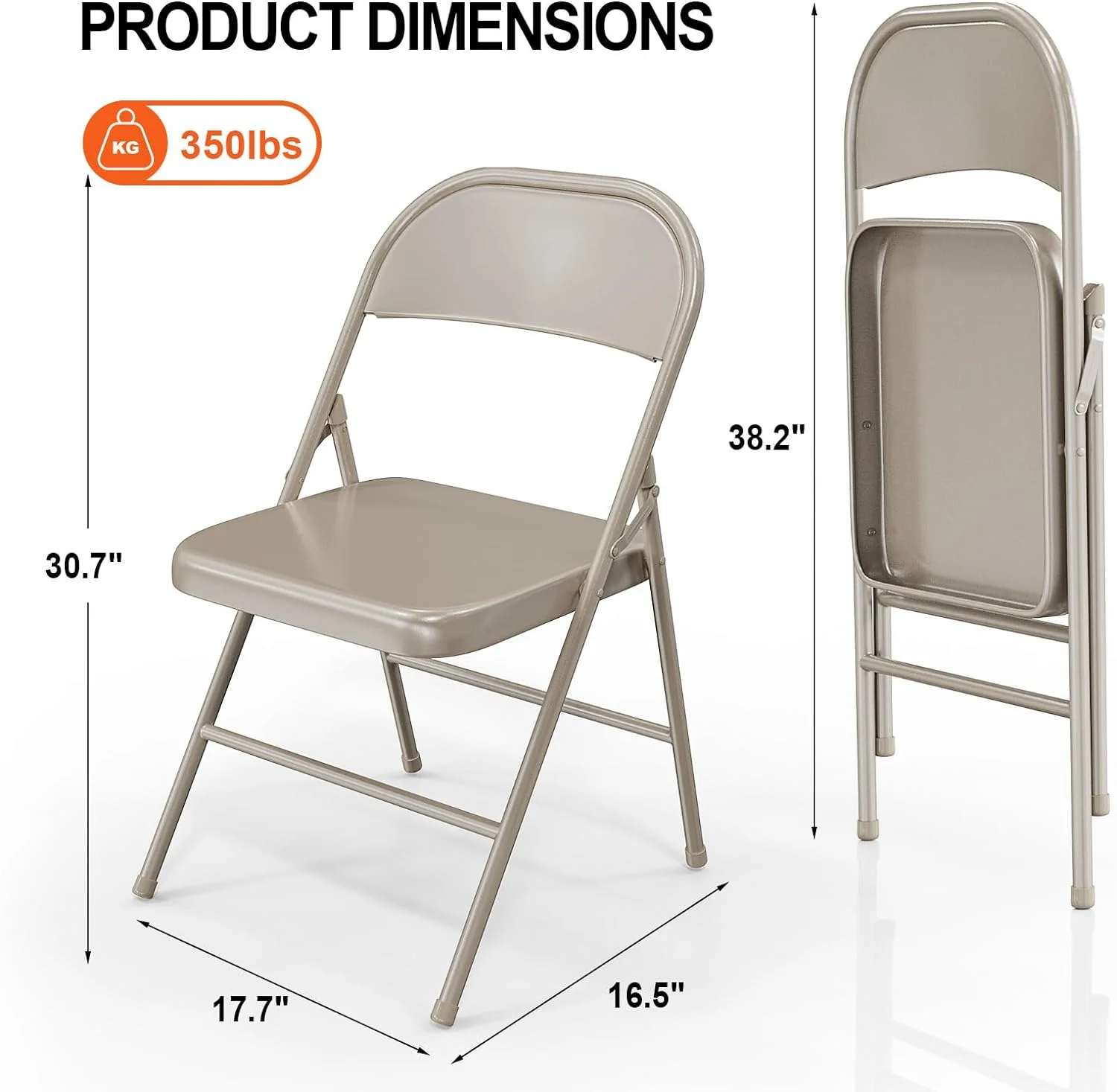 VINGLI Folding Chairs All Steel Metal Frame, Capacity 350 lbs, Durable Portable and Versatile for Indoor Outdoor Use, Black, Set of 8 - Image 22