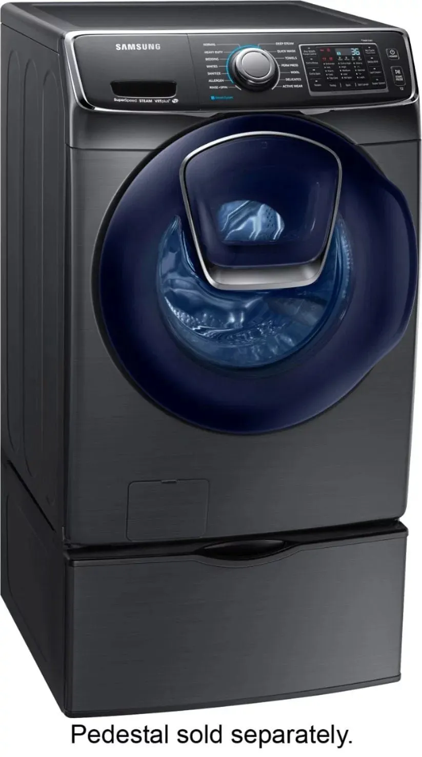 Samsung – 4.5 Cu. Ft. High Efficiency Stackable Front Load Washer with Steam and AddWash – Black stainless steel