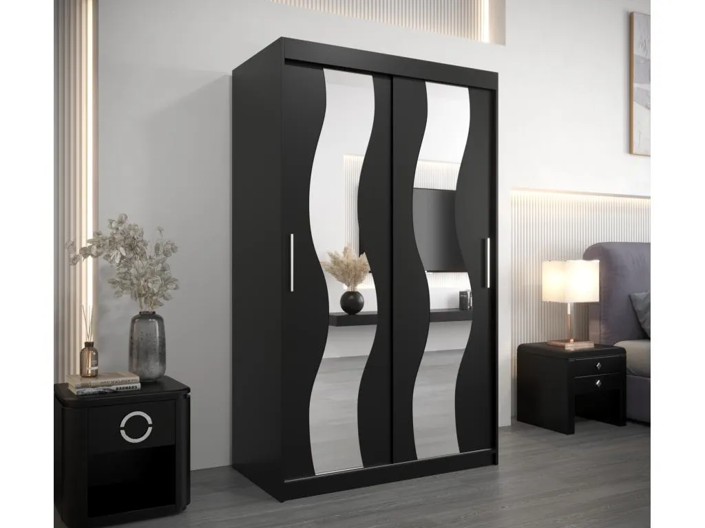 Armario Lluesmamuebles de puertas correderas 200/120/62 2 puertas (negro/negro)