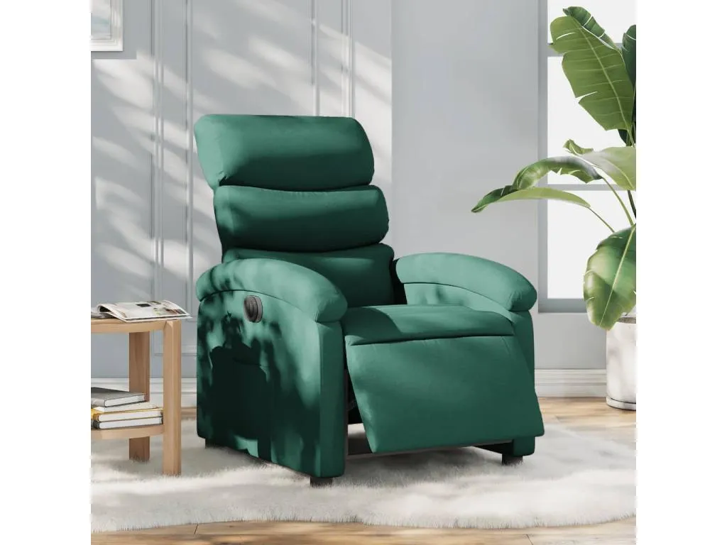 Sillón reclinable eléctrico tela verde oscuro