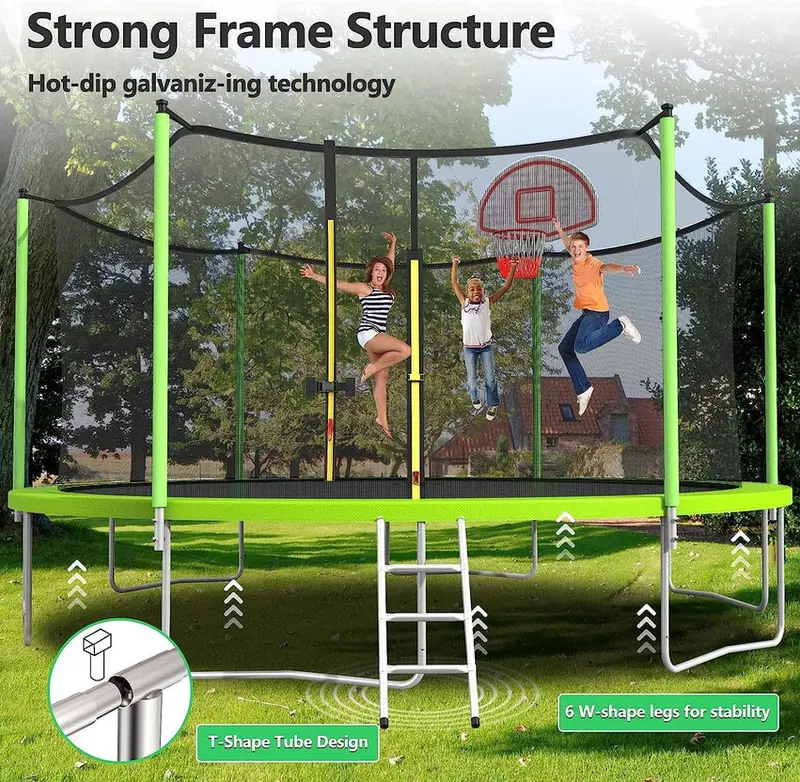 Trampoline With Enclosure Net And Adjustable Basketball Hoop - 8ft, 10ft, 12ft, 14ft, 15ft, 16ft - Image 58 Trampoline With Enclosure Net And Adjustable Basketball Hoop - 8ft, 10ft, 12ft, 14ft, 15ft, 16ft - Image 58