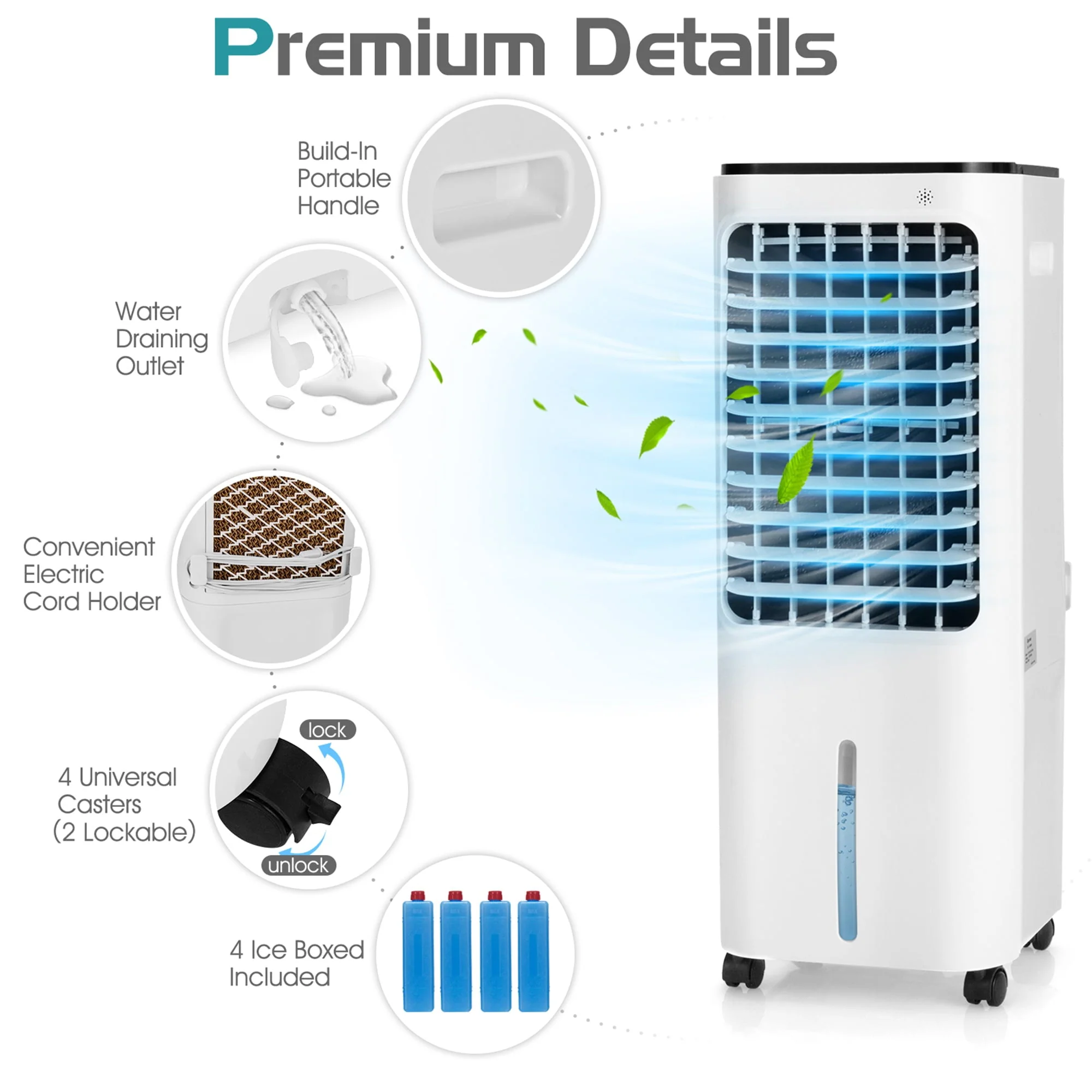 Gymax Evaporative Cooler Portable Air Cooler w/ 4 Ice Boxes & Remote Control - Image 8