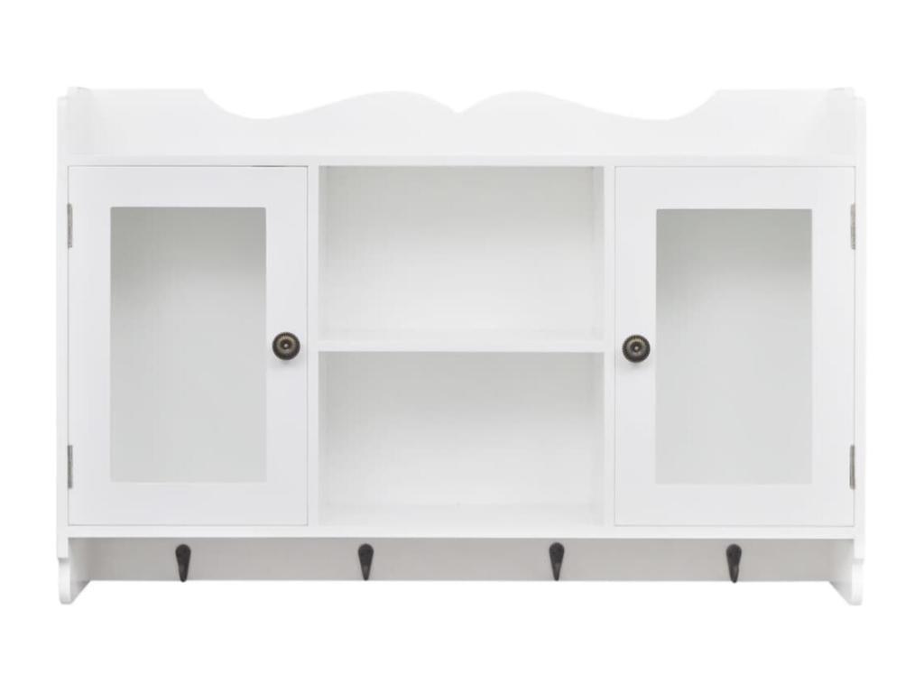 Armario de pared estante expositor vidrio MDF blanco libros/DVD