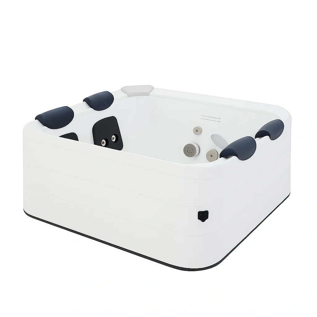 Bañera de hidromasaje de 2 plazas blanco mate con reposacabezas,Ancho 210 x Prof, 110 x Alt, 74 cm - dhcKcas105Rk