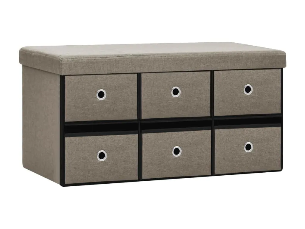 Banco de almacenaje plegable lino sintético taupé 76x38x38 cm wsp1545435